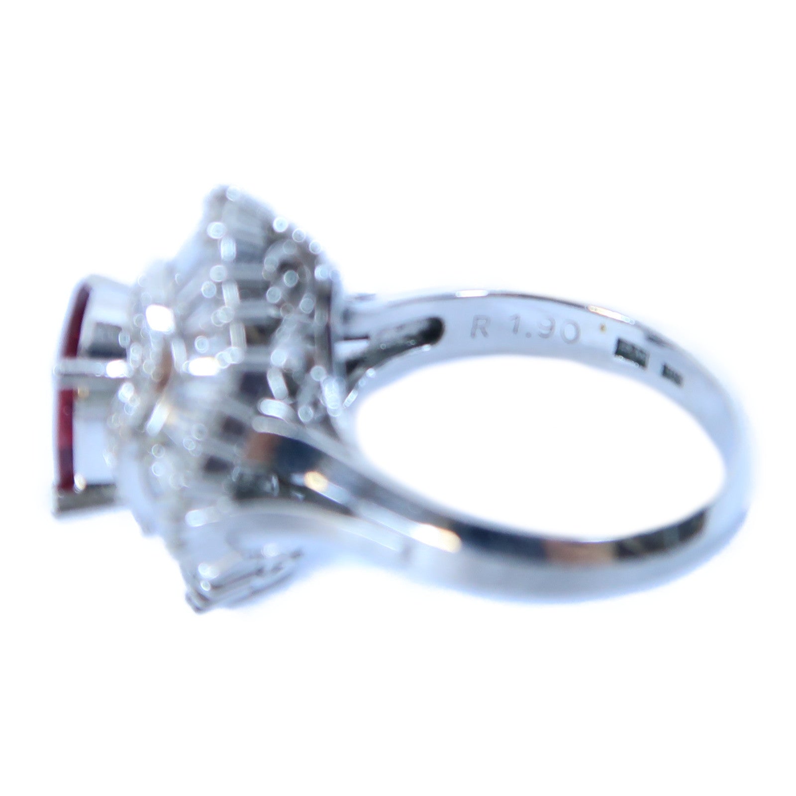 JEWELRY PT900鉑金Ruby Ring 1.90ct紅寶石/1.84鑽石戒指US#7.25