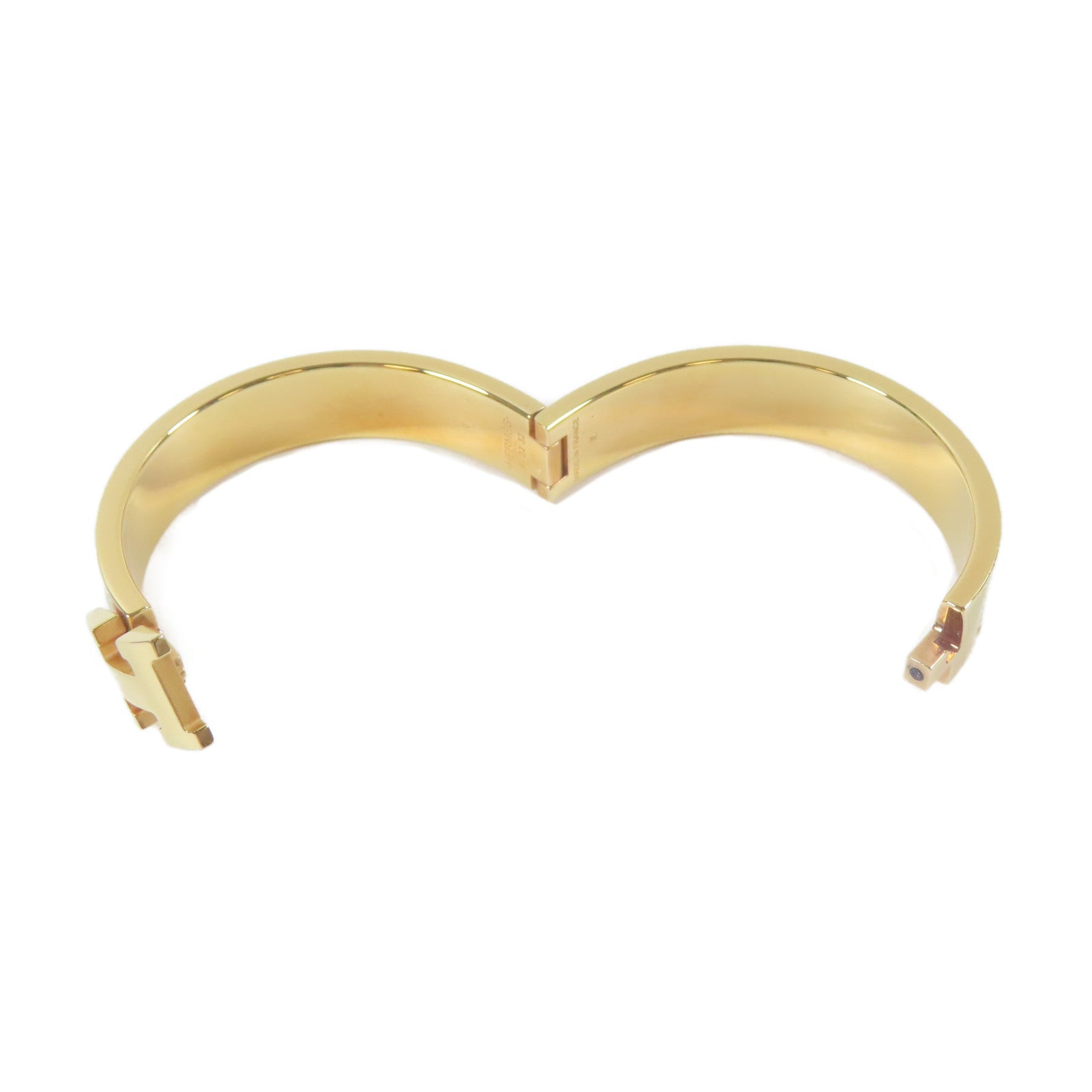 HERMES 金屬Clic H Bracelet手鐲金色/綠色#16cm