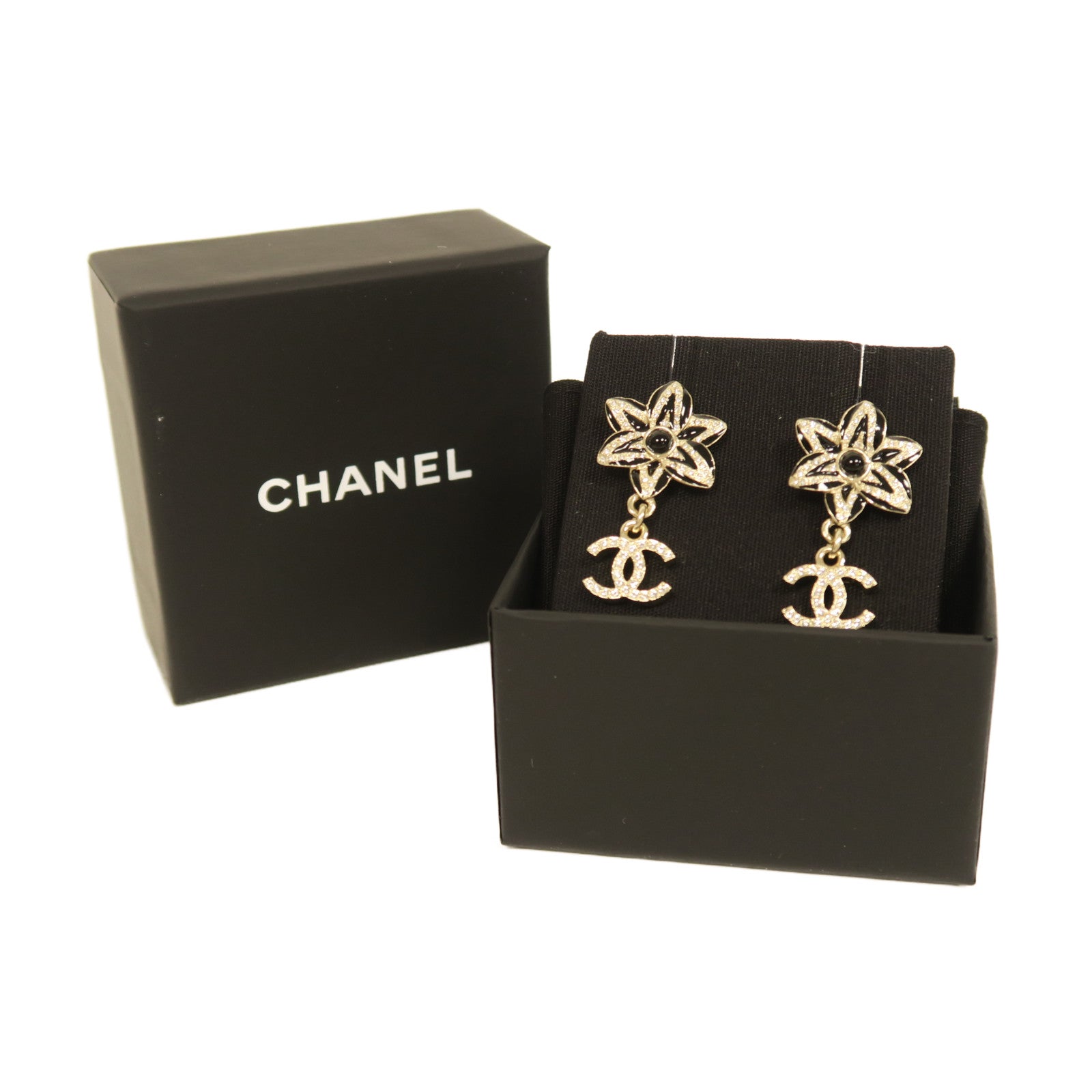 CHANEL 金屬Earrings耳環銀色/黑色