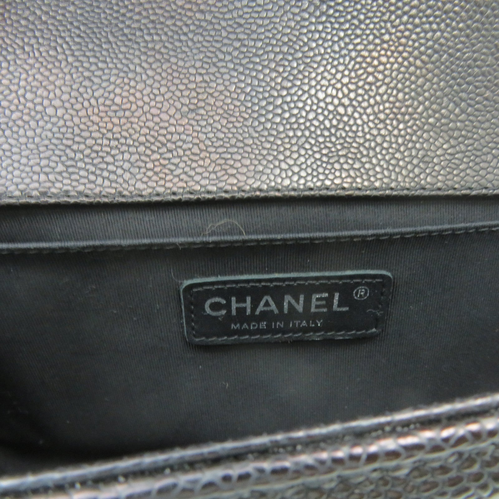 CHANEL 菱格牛皮皮革Chain Shoulder銀扣鏈帶肩背袋黑色