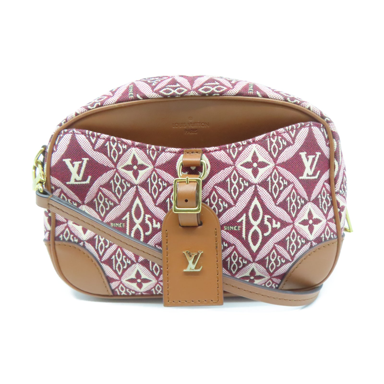 LOUIS VUITTON 【激減優惠】帆布Deauville Mini金扣肩背袋紅色/棕色