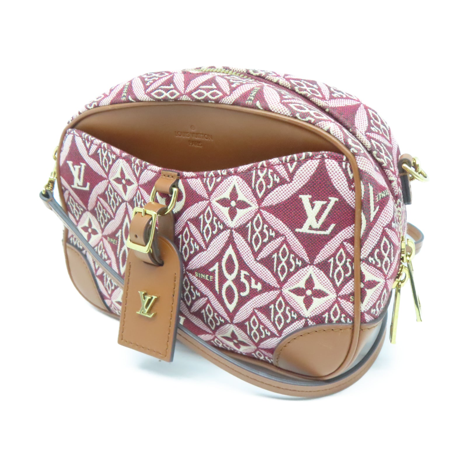 LOUIS VUITTON 【激減優惠】帆布Deauville Mini金扣肩背袋紅色/棕色