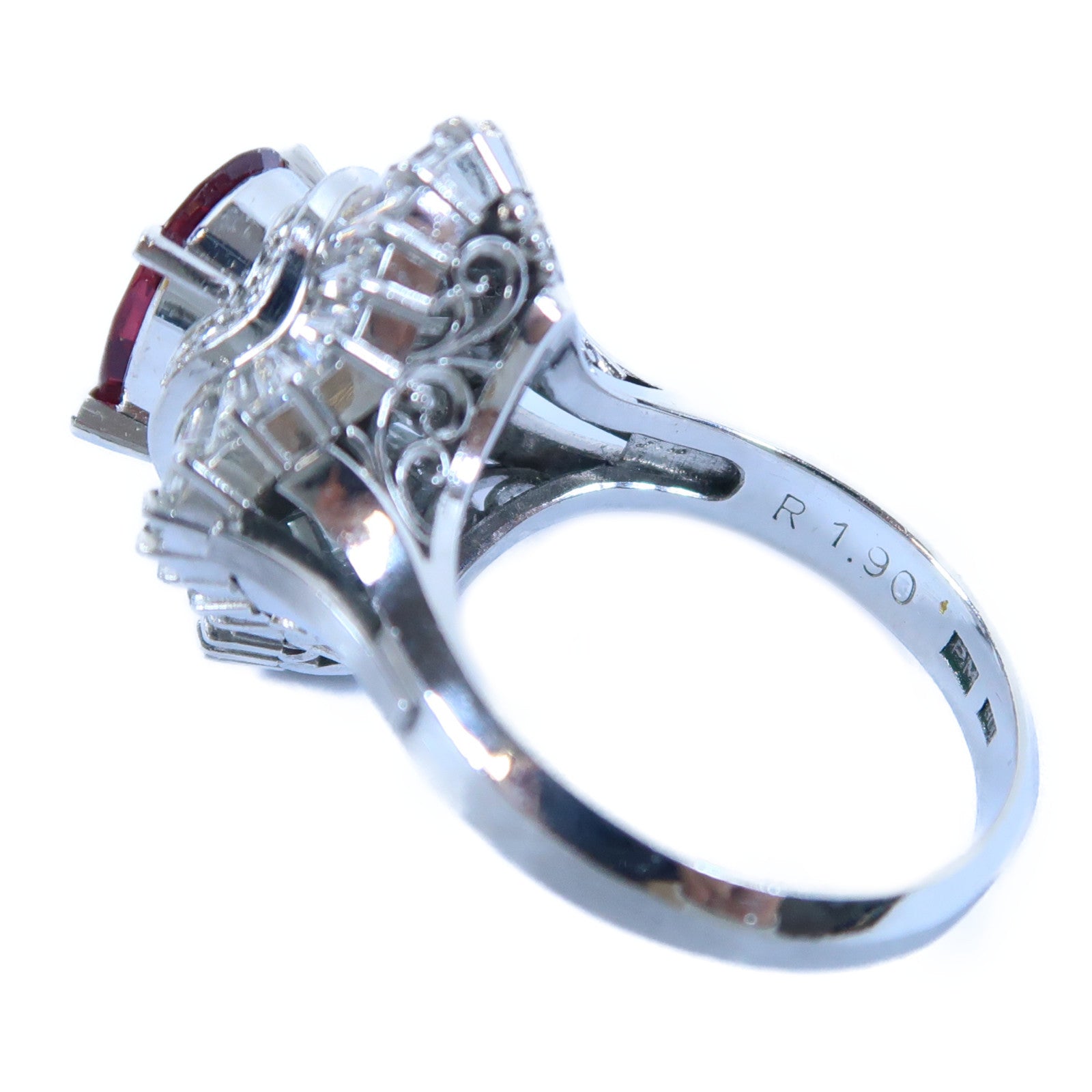 JEWELRY PT900鉑金Ruby Ring 1.90ct紅寶石/1.84鑽石戒指US#7.25