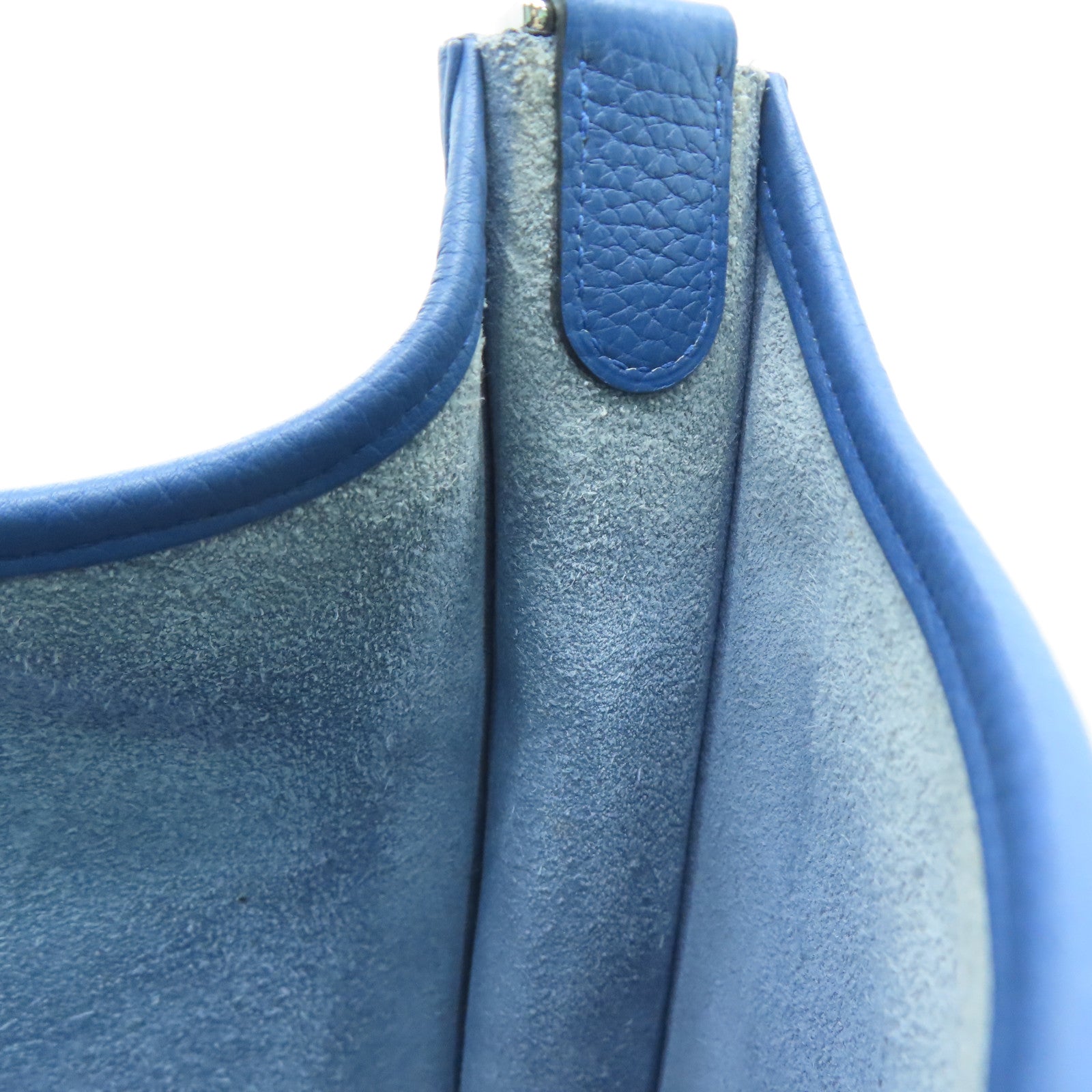 HERMES Clemence皮革Evelyne PM银扣肩背袋Blue Agate/蓝色
