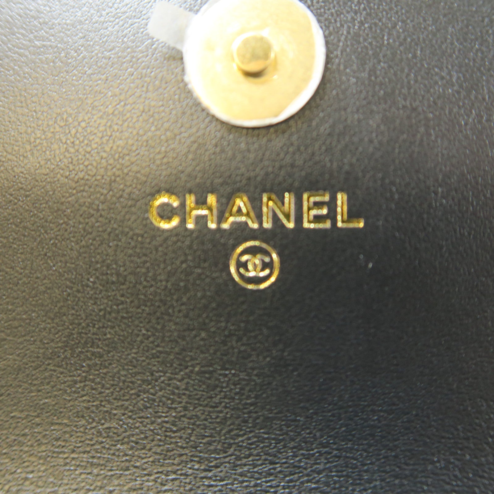 CHANEL 菱格牛皮皮革Chain Shoulder金扣鏈帶肩背袋黑色