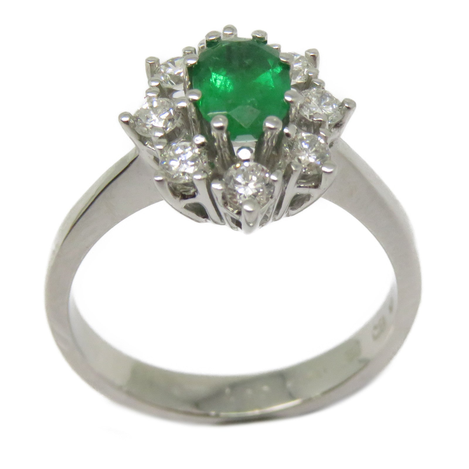 JEWELRY 18K白金Emerald Diamond Ring 0.49ct綠寶石/0.57ct鑽石戒指US#6.5