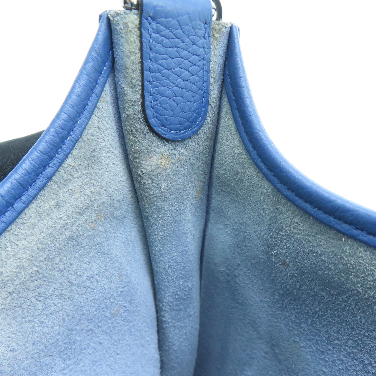 HERMES Clemence皮革Evelyne PM银扣肩背袋Blue Agate/蓝色