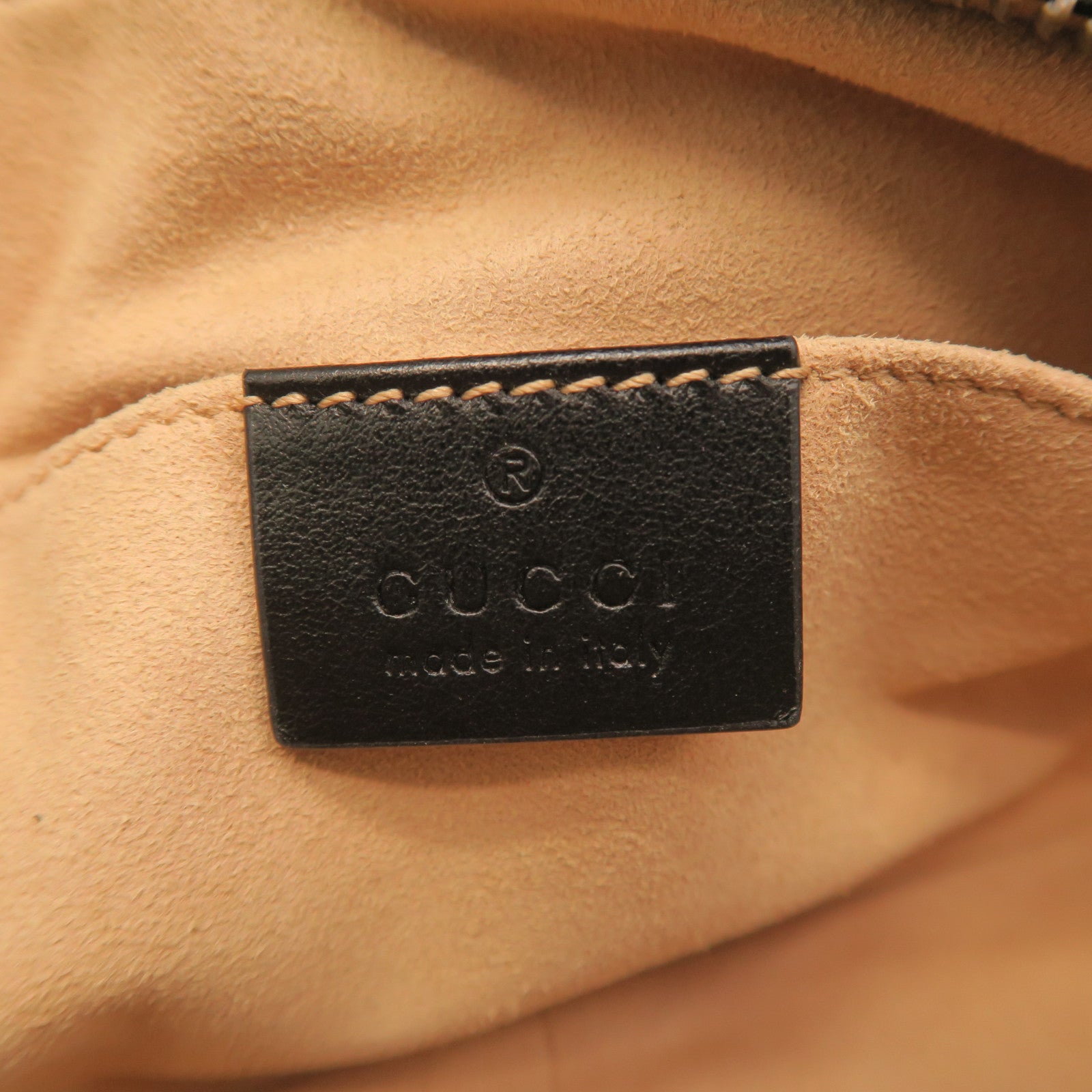 GUCCI cowhide leather GG MARMONT gold buckle shoulder bag black
