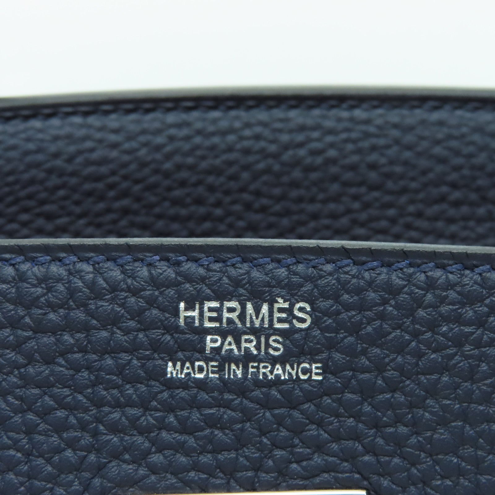 HERMES Togo皮革Birkin 30銀扣手挽袋午夜藍色/橙色