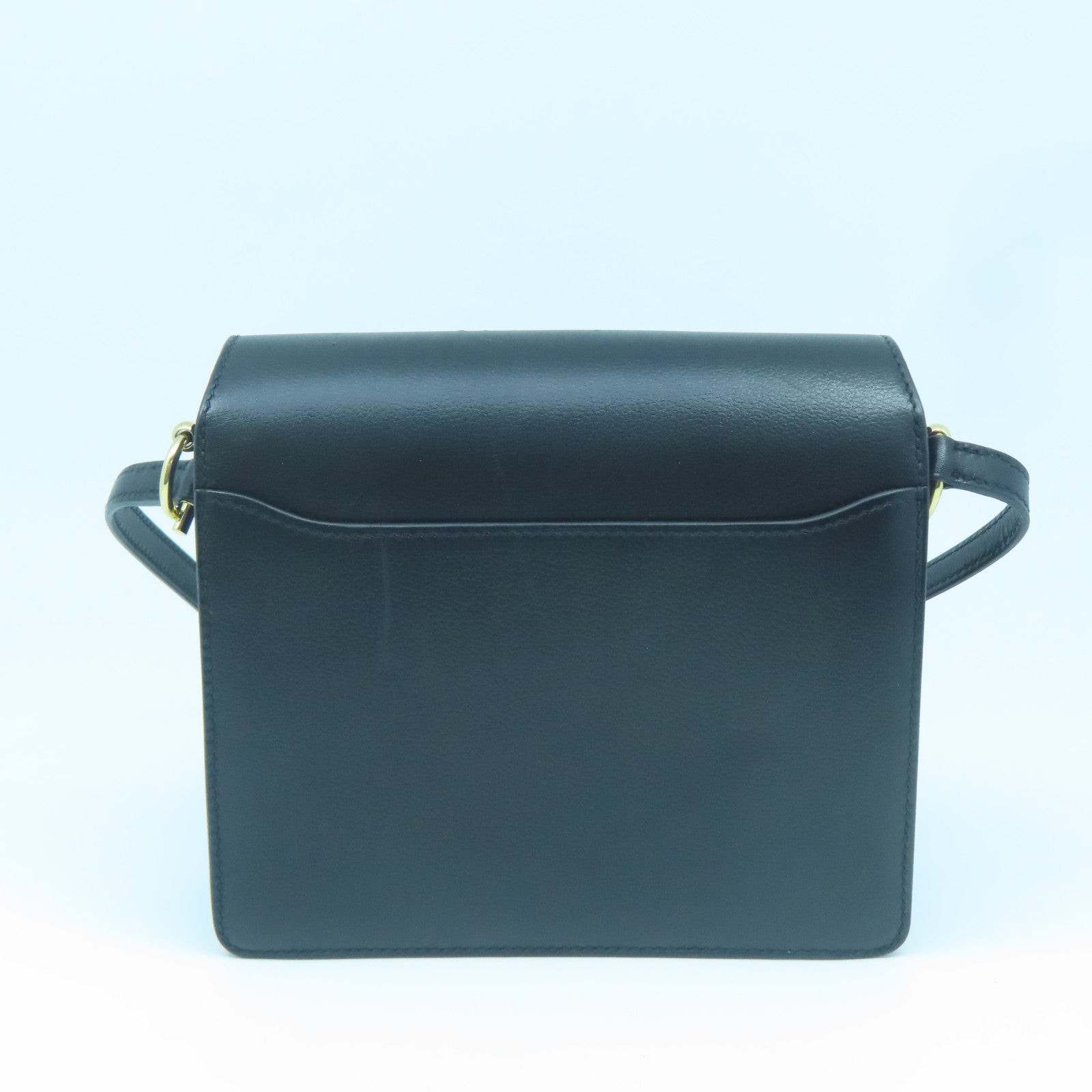 HERMES Evercolor Leather Mini Roulis Gold Buckle Shoulder Bag Black