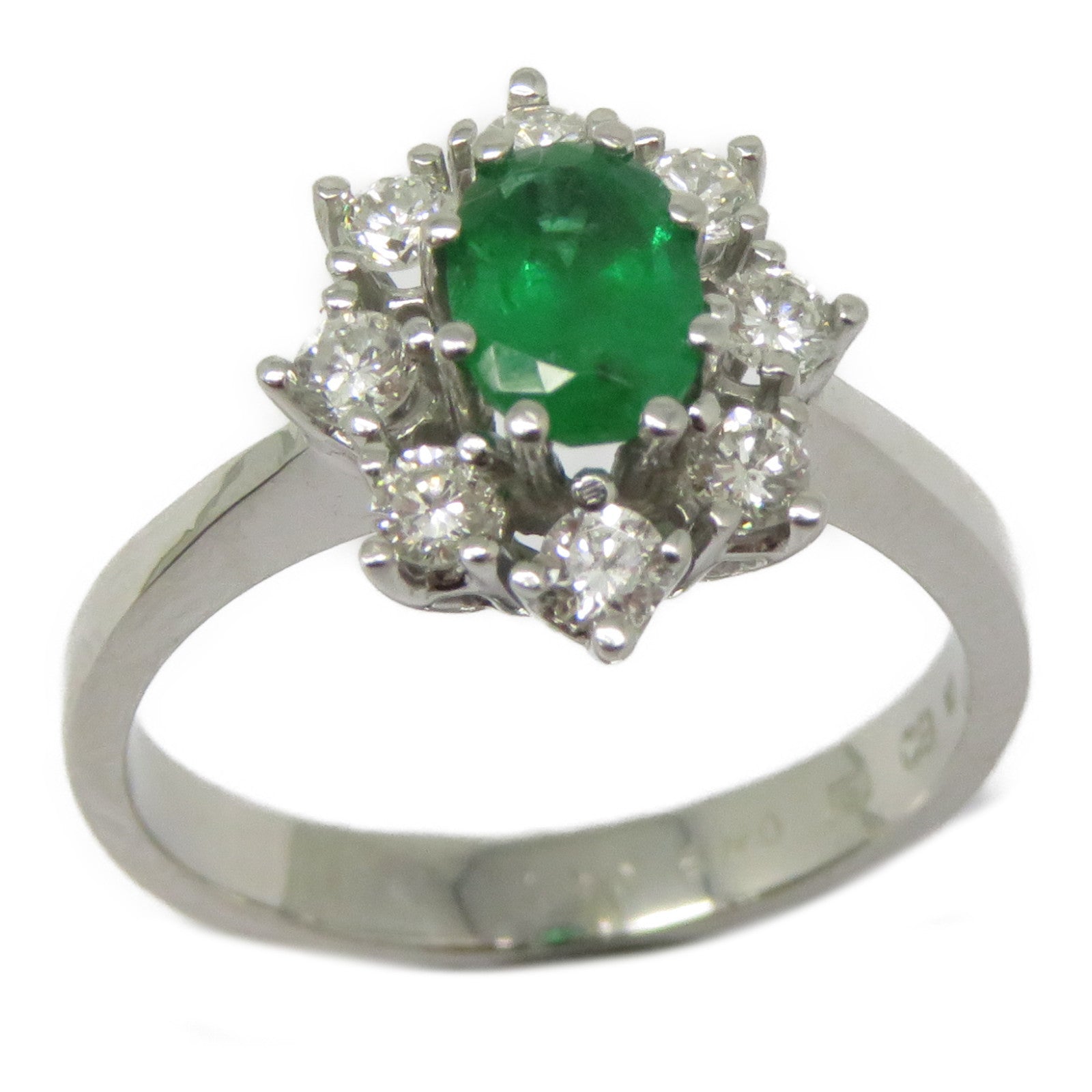 JEWELRY 18K白金Emerald Diamond Ring 0.49ct綠寶石/0.57ct鑽石戒指US#6.5