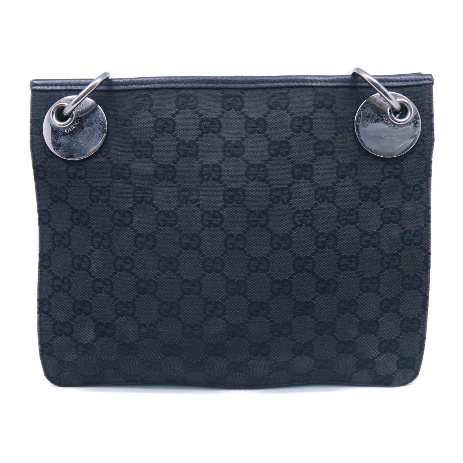 GUCCI 帆布Cross Carry bag銀扣肩背袋黑色