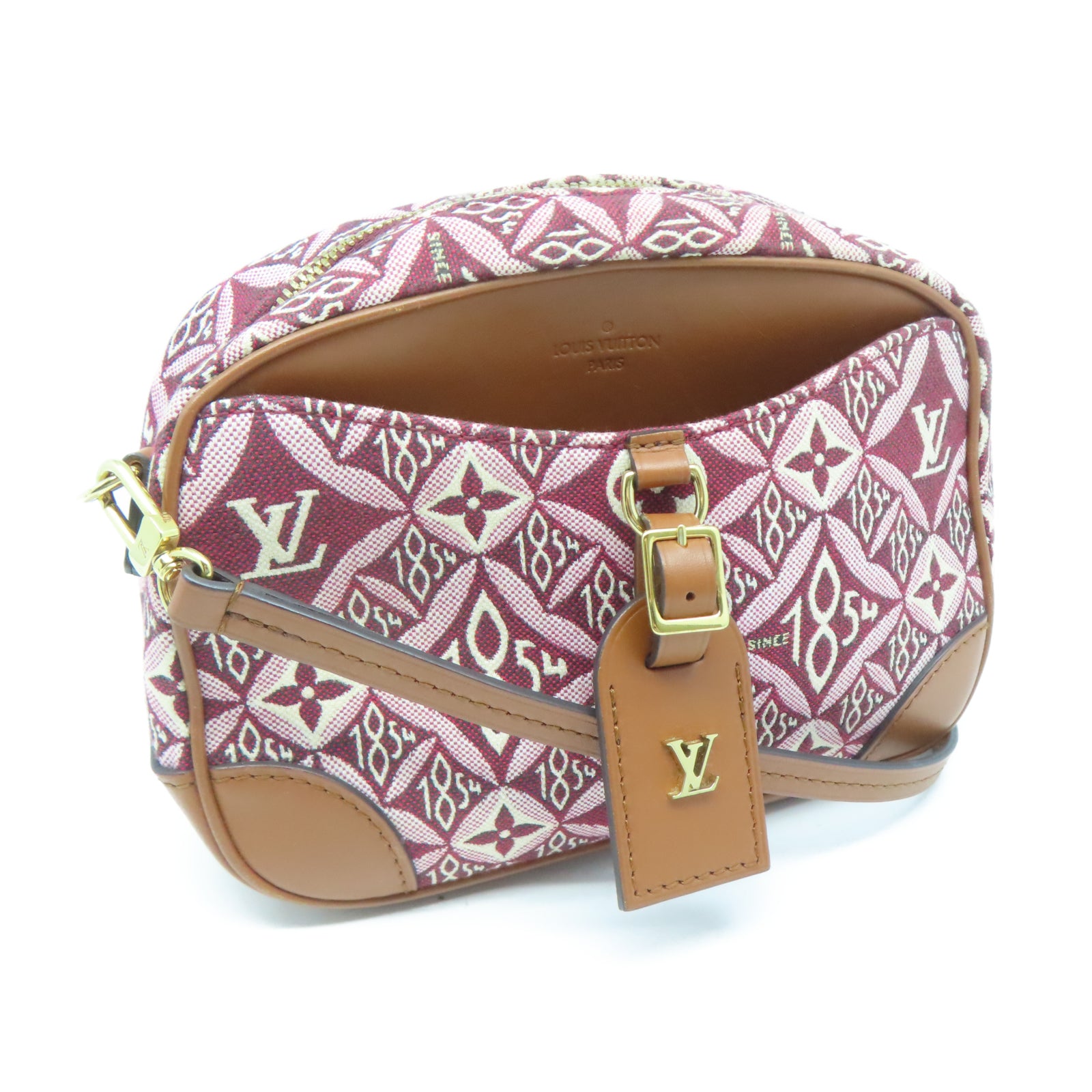 LOUIS VUITTON 【激減優惠】帆布Deauville Mini金扣肩背袋紅色/棕色