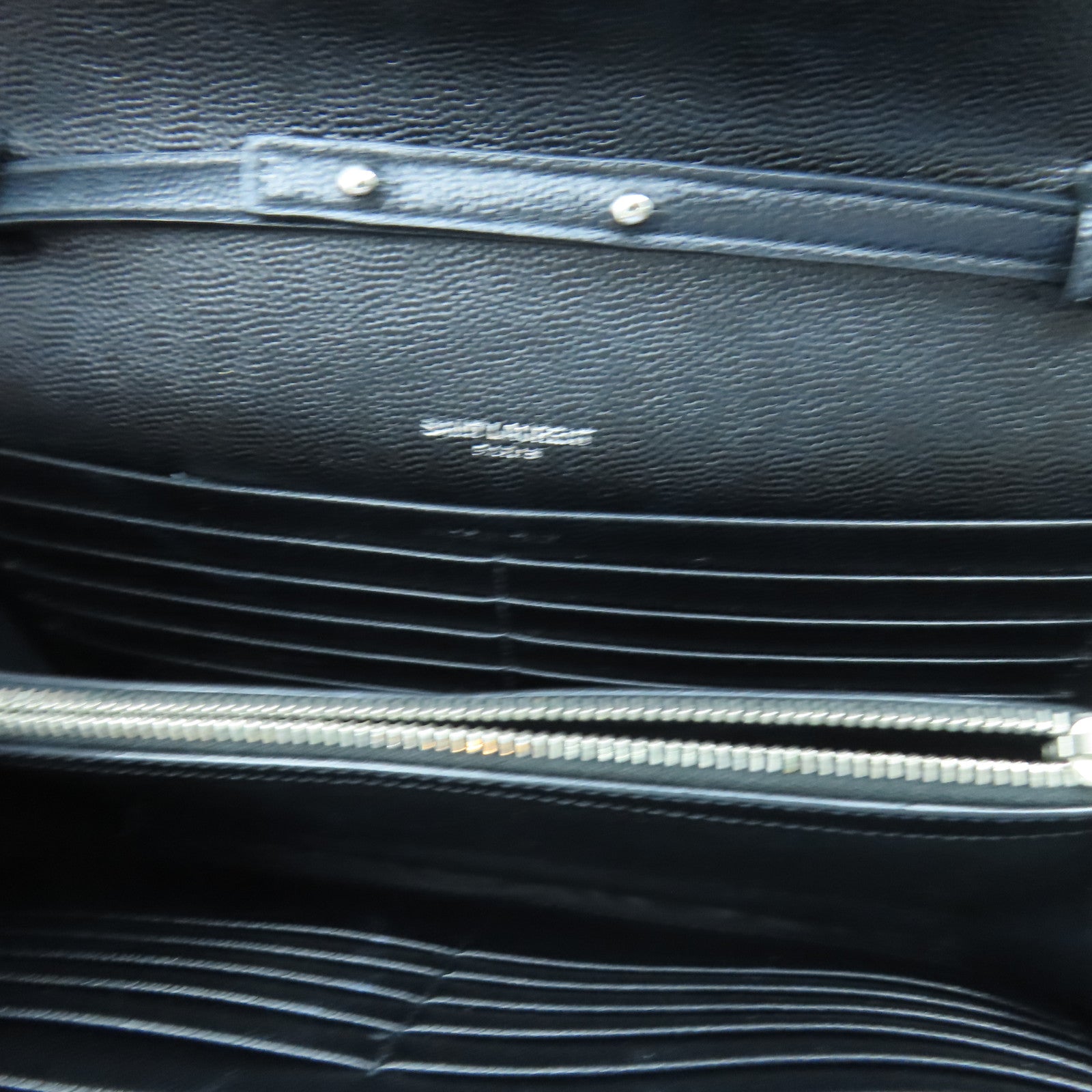YVES SAINT LAURENT 斜紋牛皮皮革Shoulder Bag銀扣鏈帶肩背袋黑色