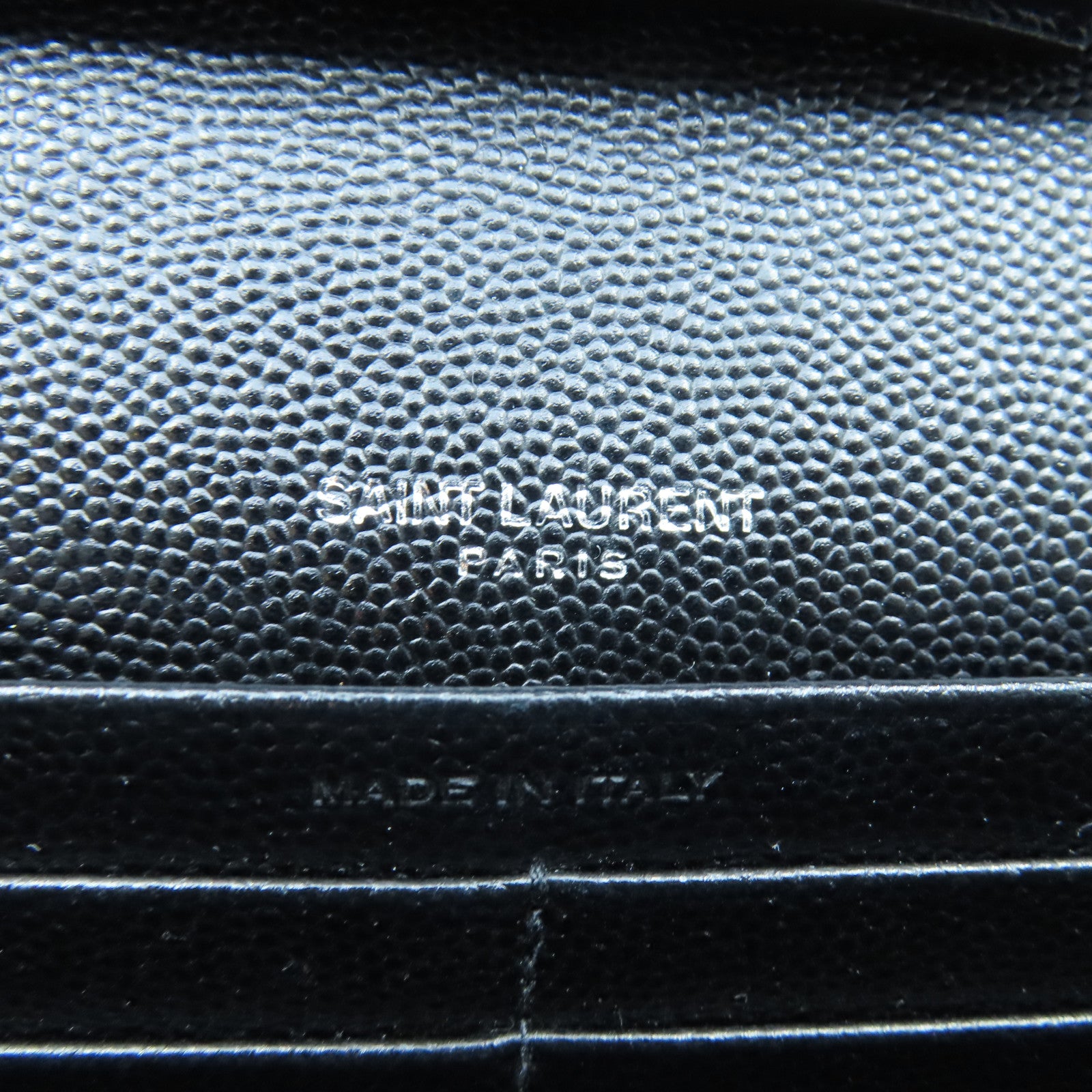 YVES SAINT LAURENT 斜紋牛皮皮革Shoulder Bag銀扣鏈帶肩背袋黑色