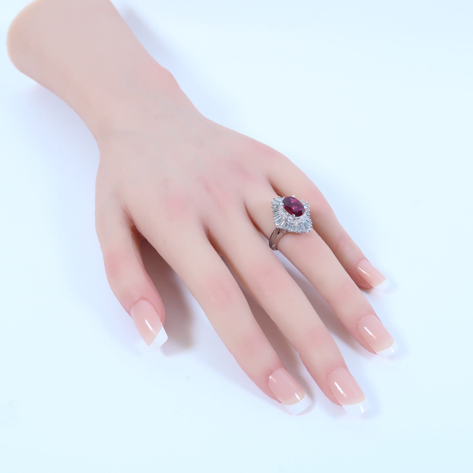 JEWELRY PT900鉑金Ruby Ring 1.90ct紅寶石/1.84鑽石戒指US#7.25