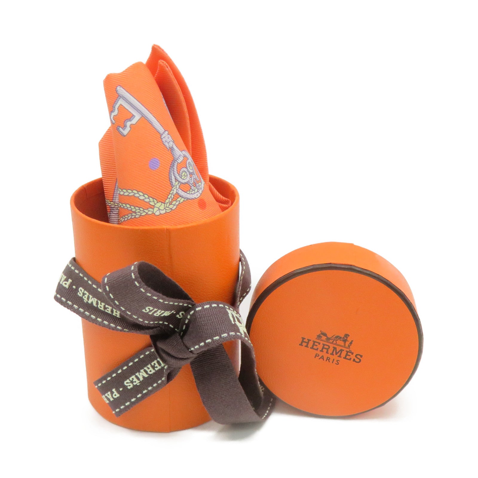 HERMES [Sharp Discount] Silk Twilly Scarf Orange/Color