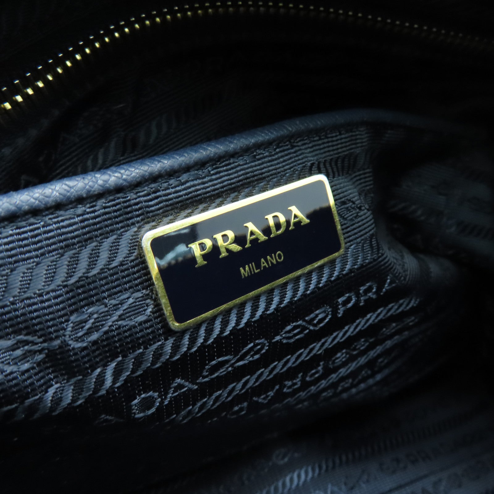 PRADA Nylon 2 Way Shoulder Bag Gold Buckle Handle Shoulder Bag Dark Blue