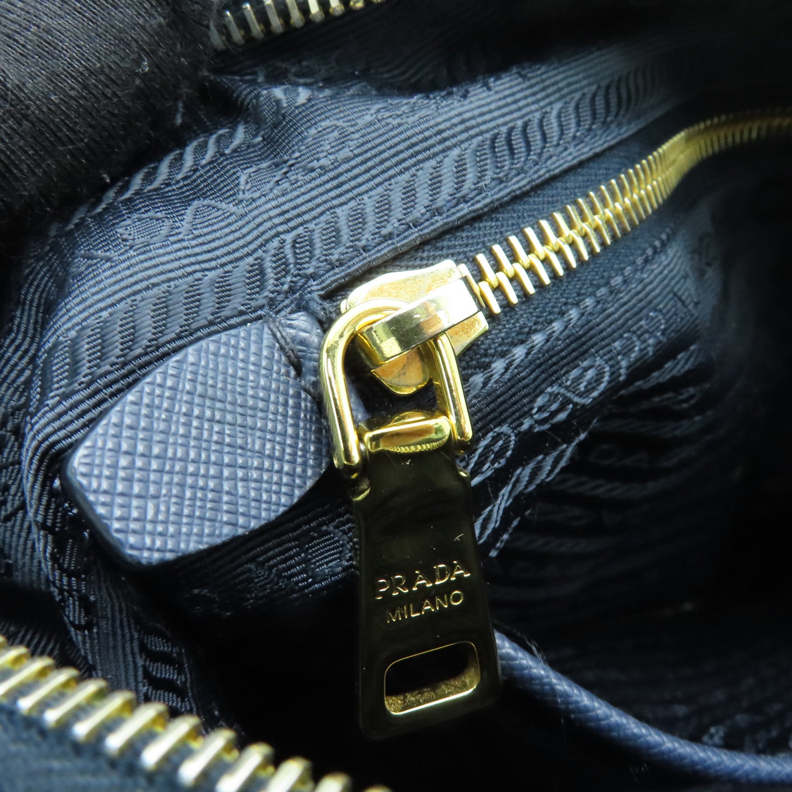 PRADA Nylon 2 Way Shoulder Bag Gold Buckle Handle Shoulder Bag Dark Blue