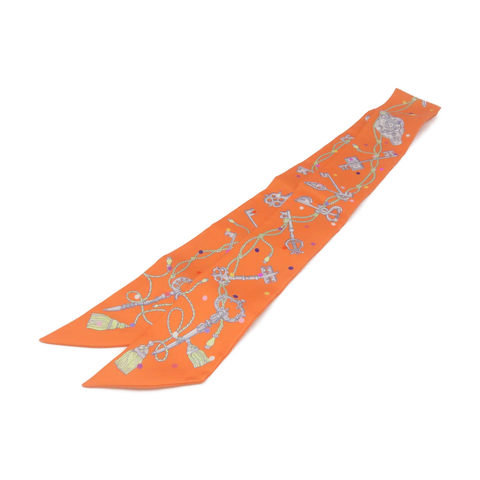 HERMES [Sharp Discount] Silk Twilly Scarf Orange/Color