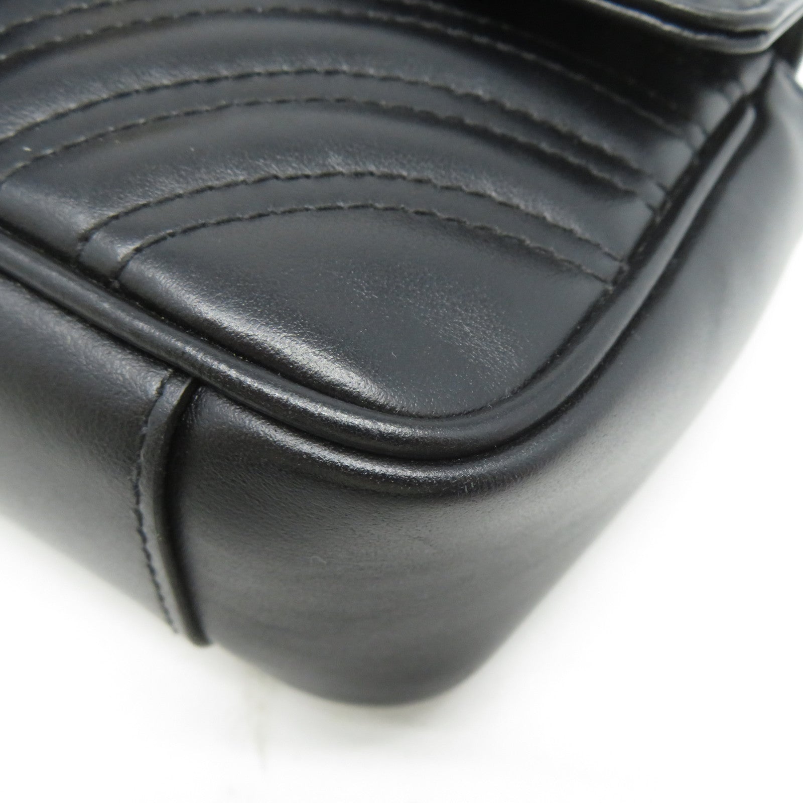 GUCCI 牛皮皮革Chain Shoulder金扣鏈帶肩背袋黑色