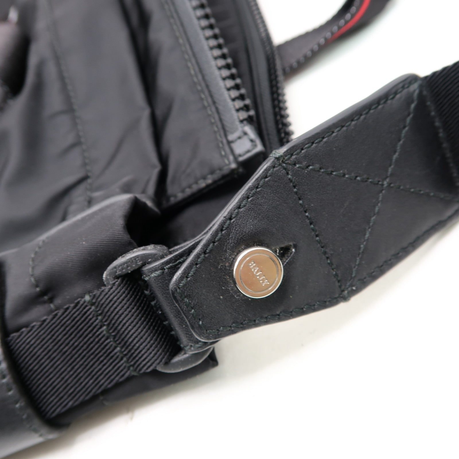 BALLY 尼龍Tote Bag銀扣手挽肩背兩用袋黑色