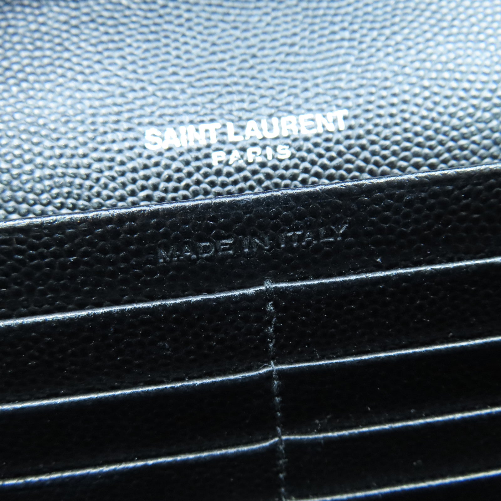 YVES SAINT LAURENT 斜紋牛皮皮革Shoulder Bag銀扣鏈帶肩背袋黑色