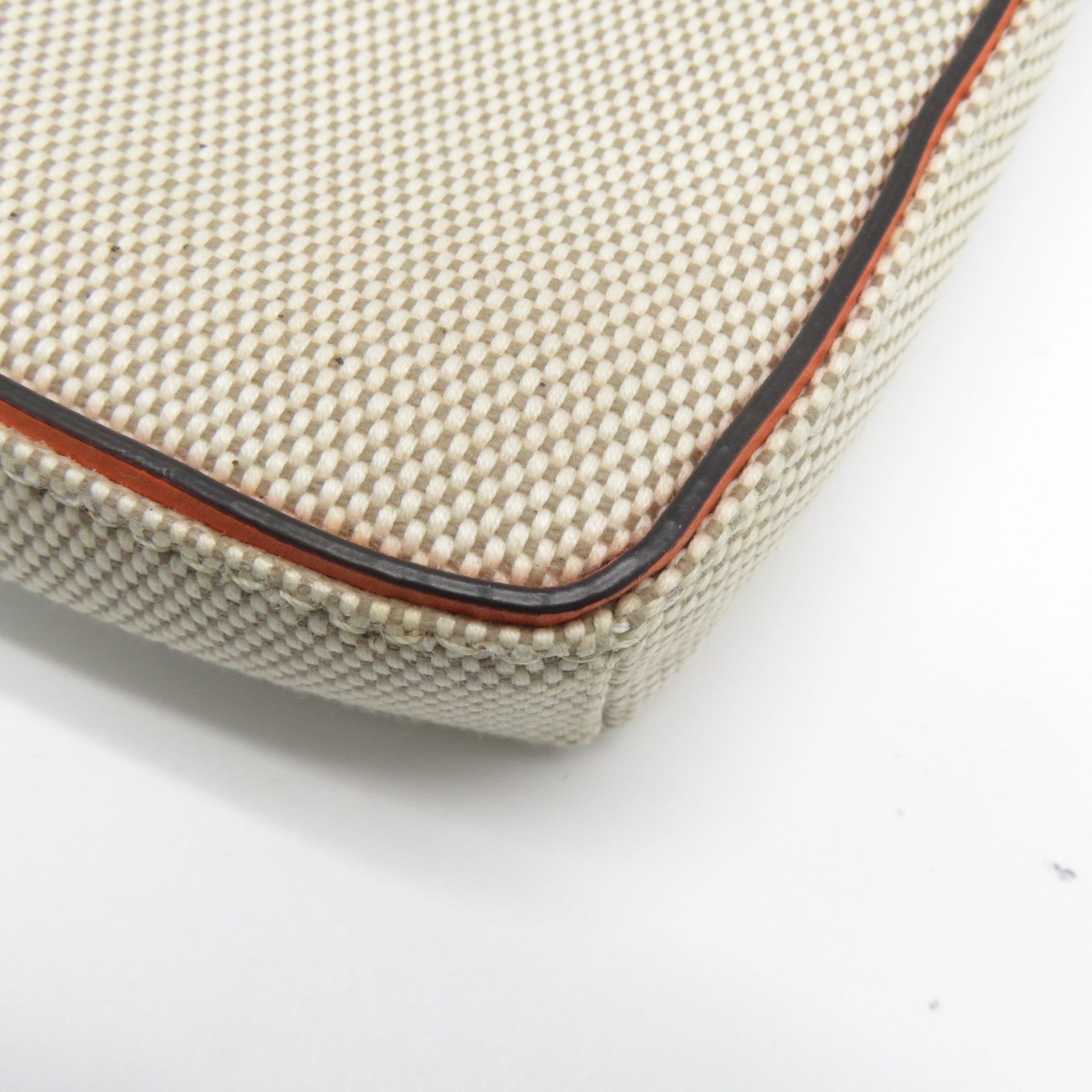 Tory Burch 帆布/皮革Shoulder Bag金扣肩背袋米色/橙色