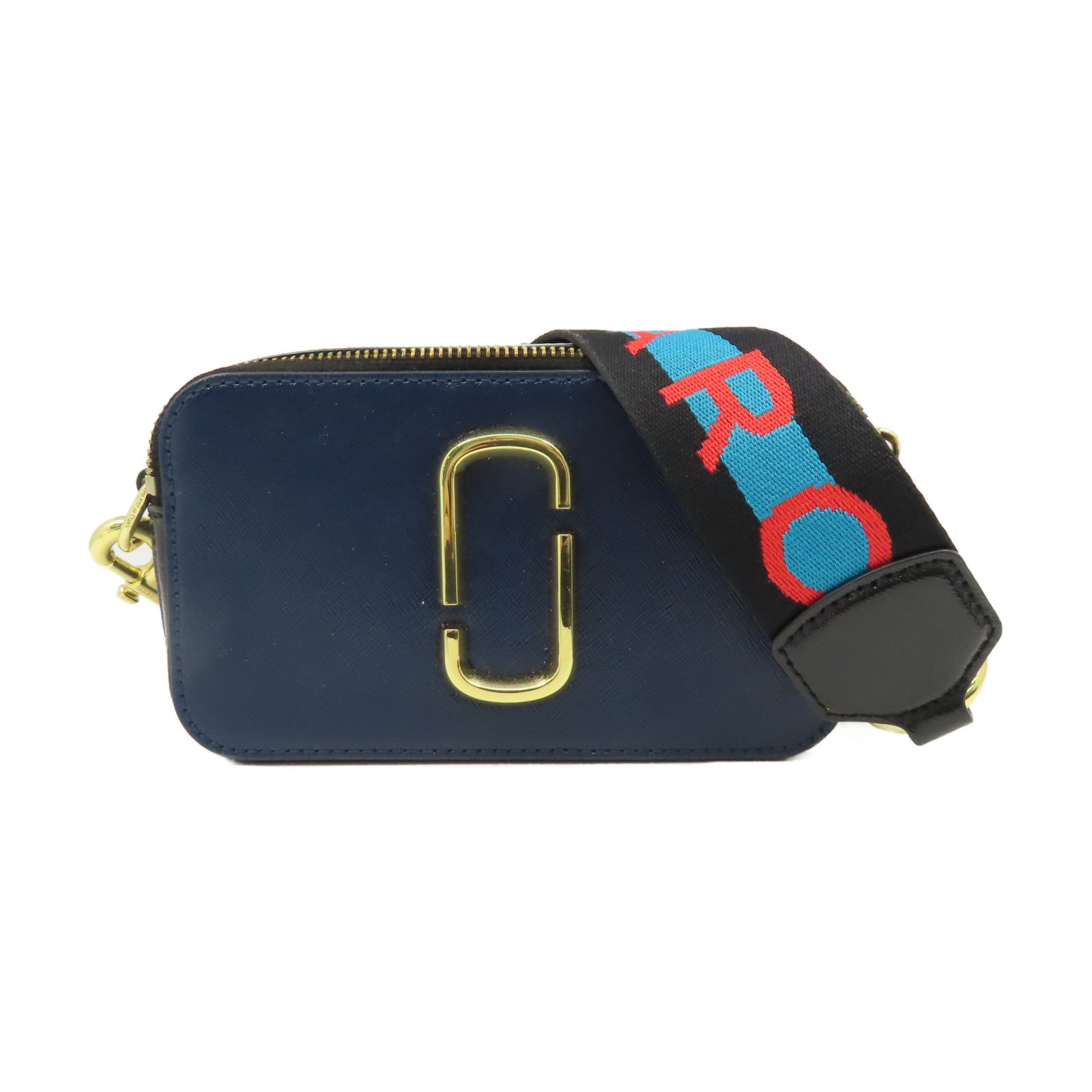 MARC JACOBS 牛皮皮革Shoulder Bag金扣肩背袋深藍色