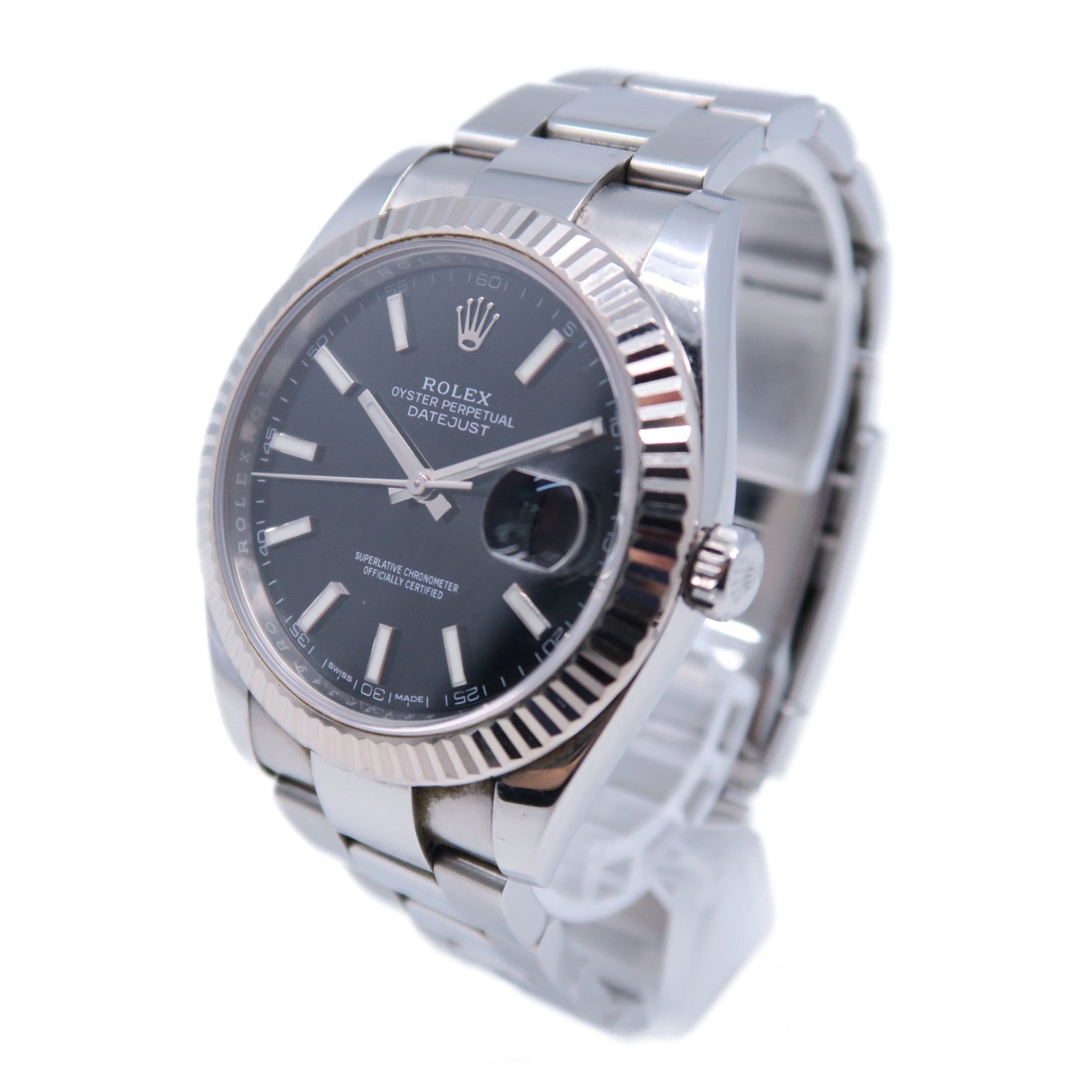 ROLEX 18K白金/不鏽鋼Datejust手錶自動機芯黑色