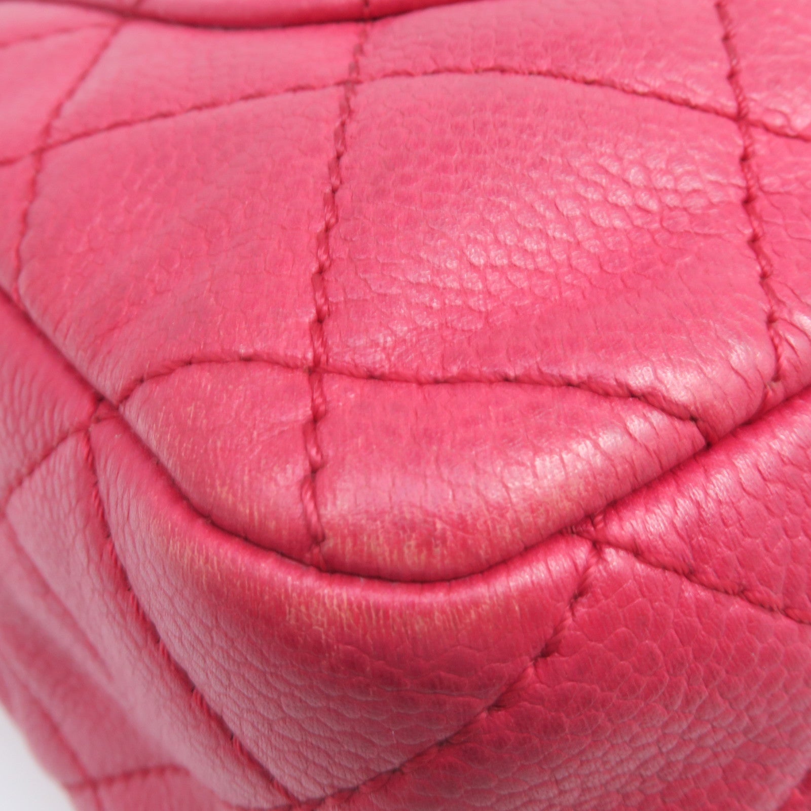 CHANEL rhombic cowhide leather Jumbo Single Flap gold buckle chain shoulder bag red