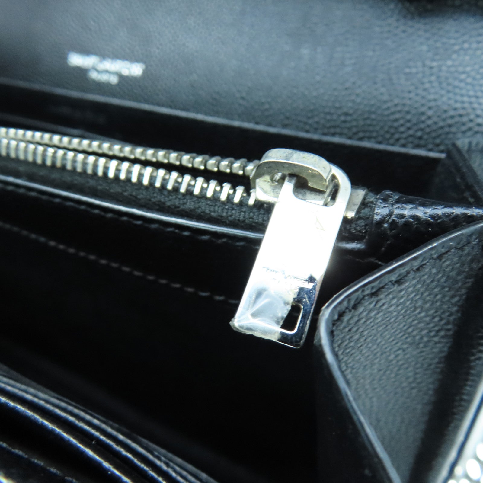 YVES SAINT LAURENT 斜紋牛皮皮革Shoulder Bag銀扣鏈帶肩背袋黑色