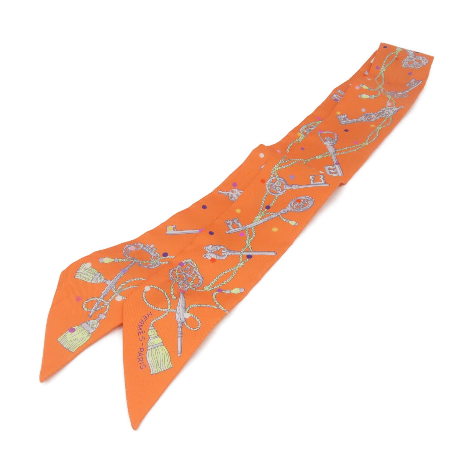 HERMES [Sharp Discount] Silk Twilly Scarf Orange/Color