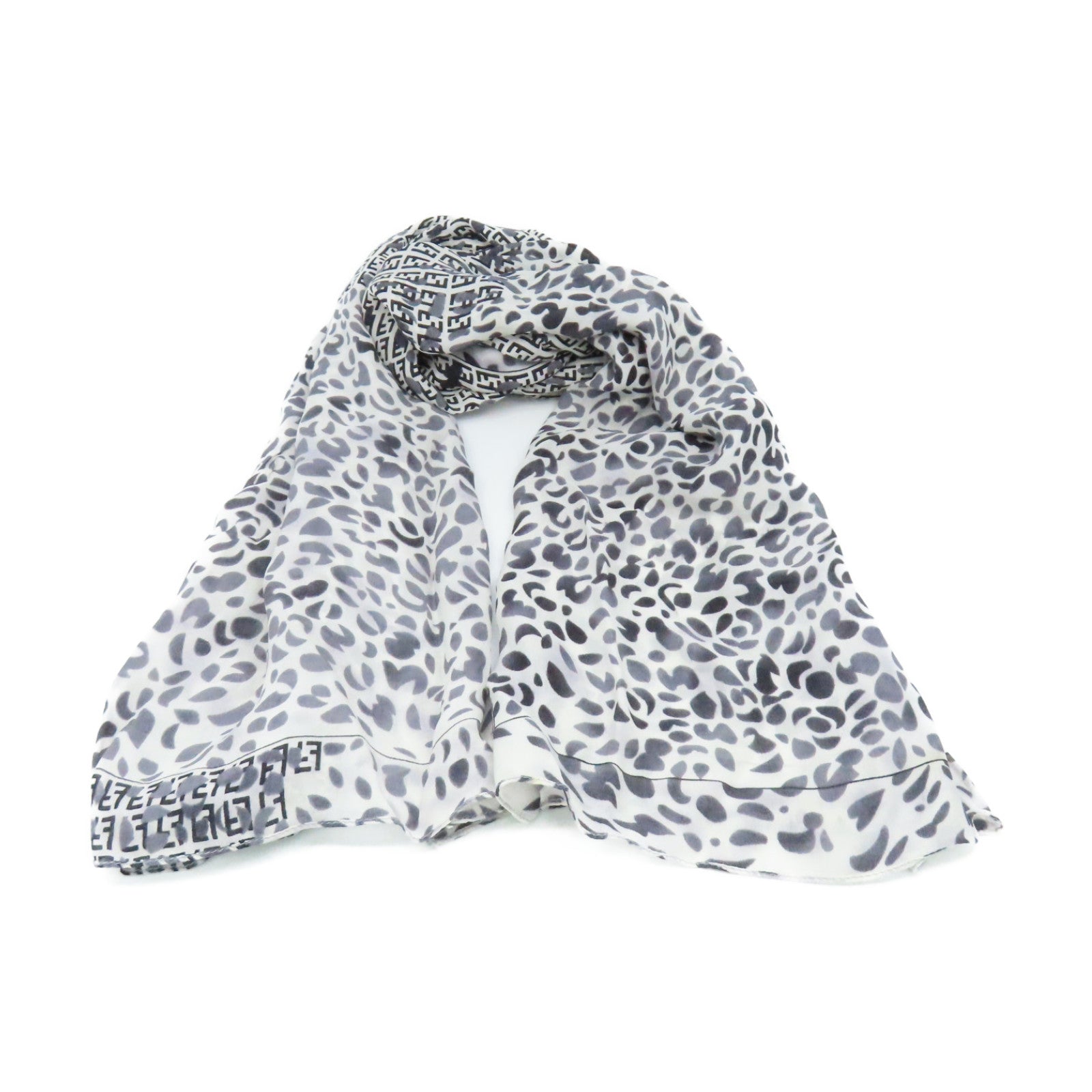 FENDI 絲質Scarf絲巾黑色/白色