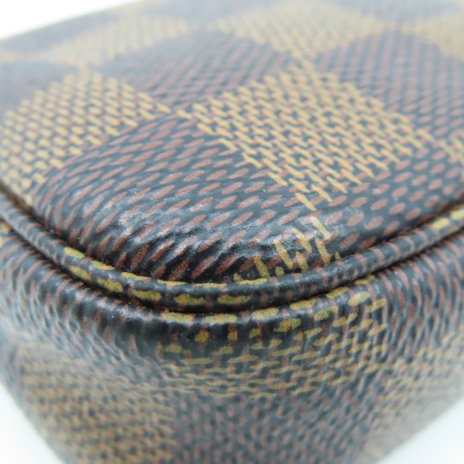 LOUIS VUITTON Damier Mini Pochette Accessories Pouch金扣鏈帶手拿包啡色