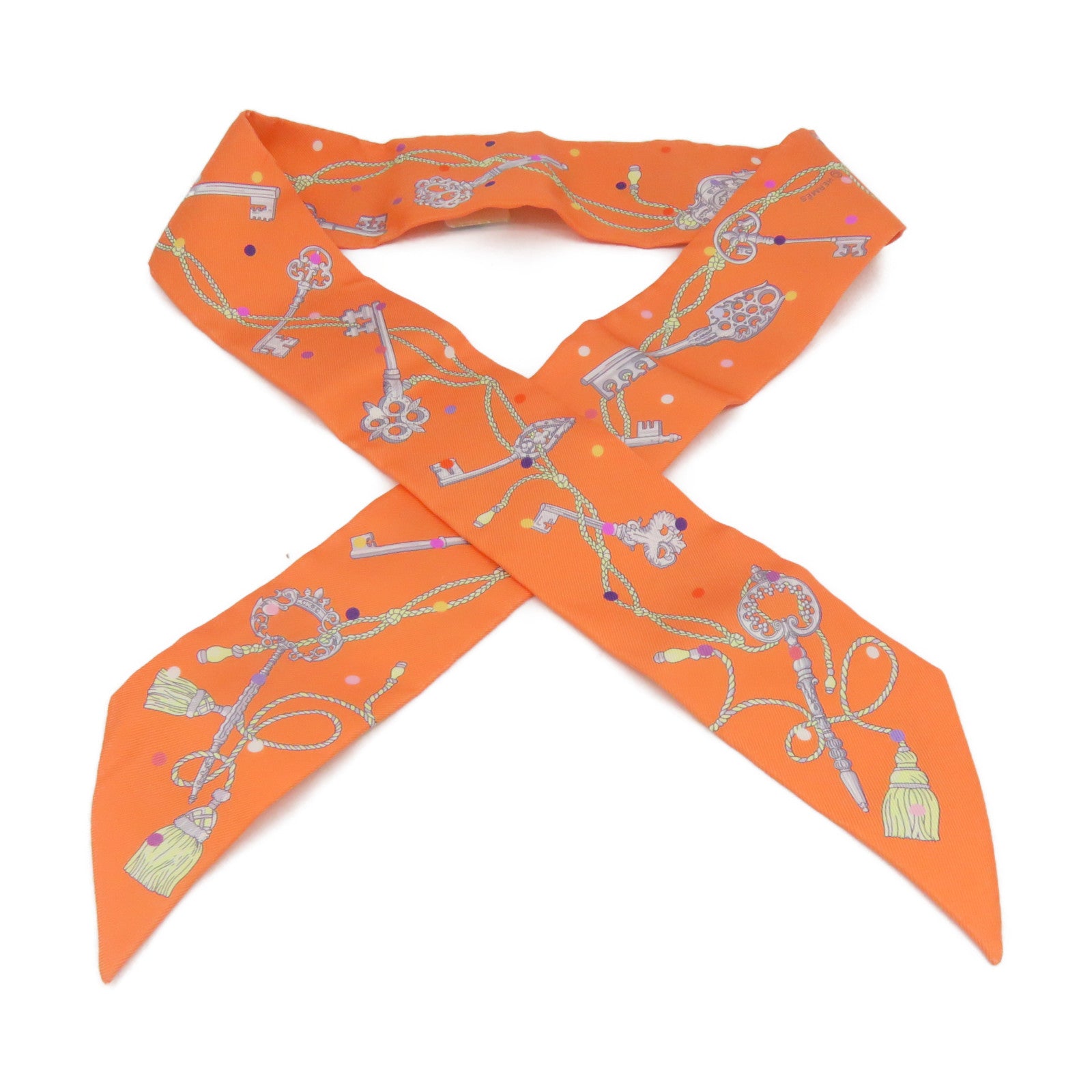 HERMES [Sharp Discount] Silk Twilly Scarf Orange/Color