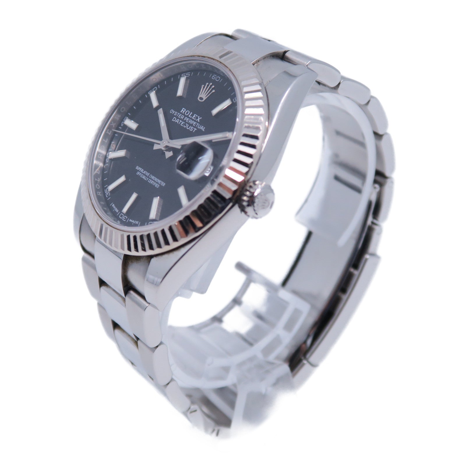 ROLEX 18K白金/不鏽鋼Datejust手錶自動機芯黑色