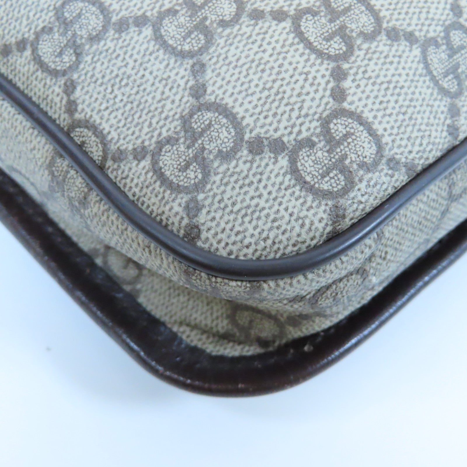 GUCCI 塗層帆布Shoulder Bag銀扣肩背袋啡色
