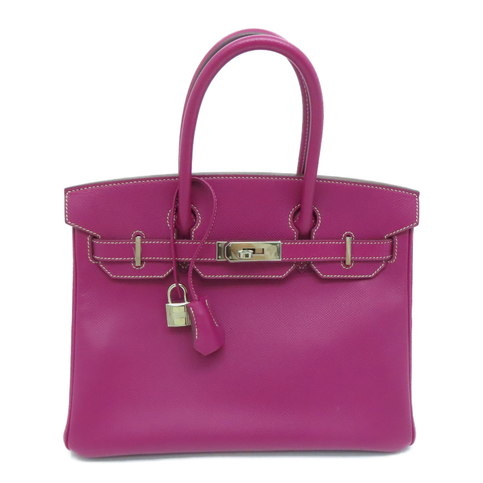 HERMES Epsom皮革Birkin 30銀扣手挽袋Tosca桃紫色