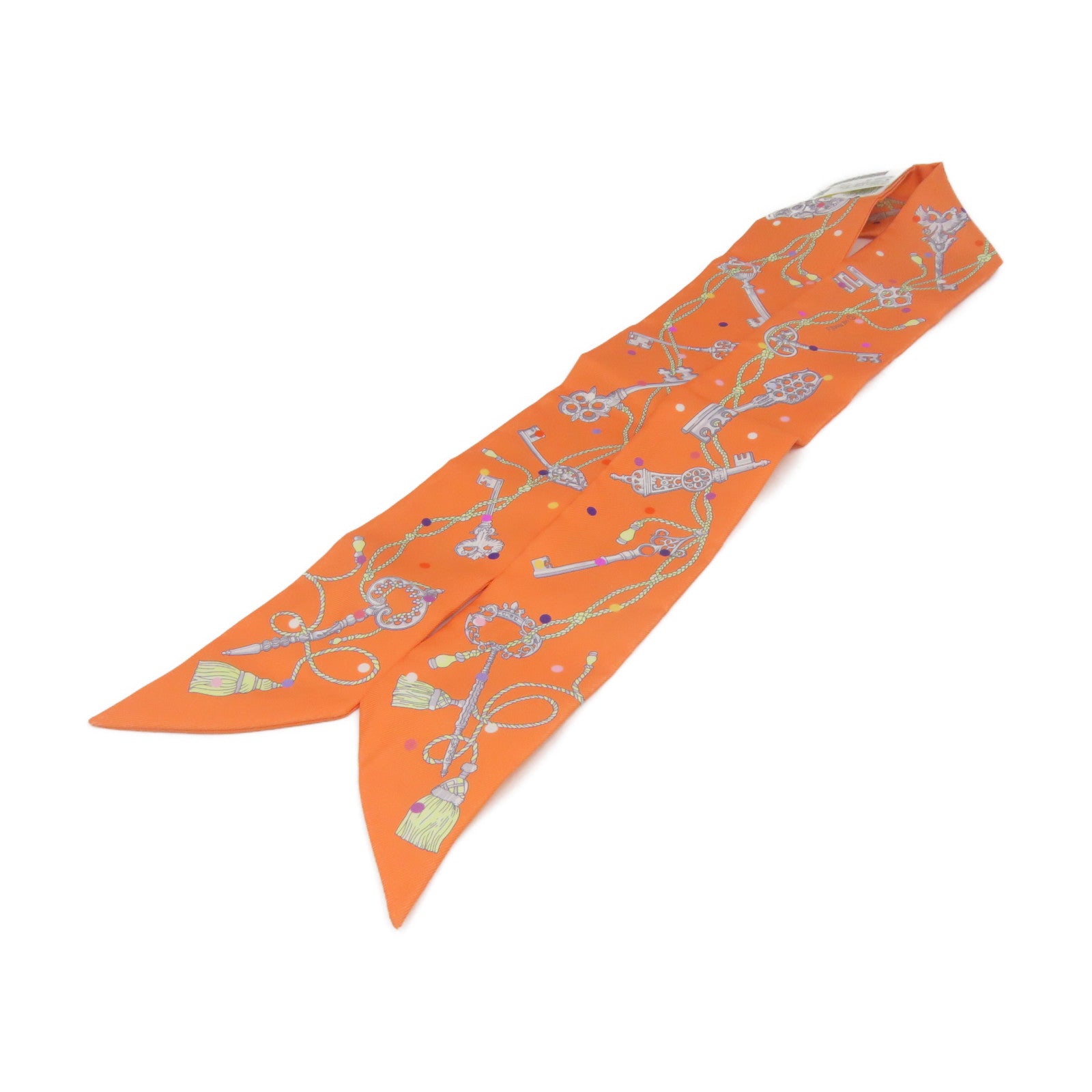 HERMES [Sharp Discount] Silk Twilly Scarf Orange/Color