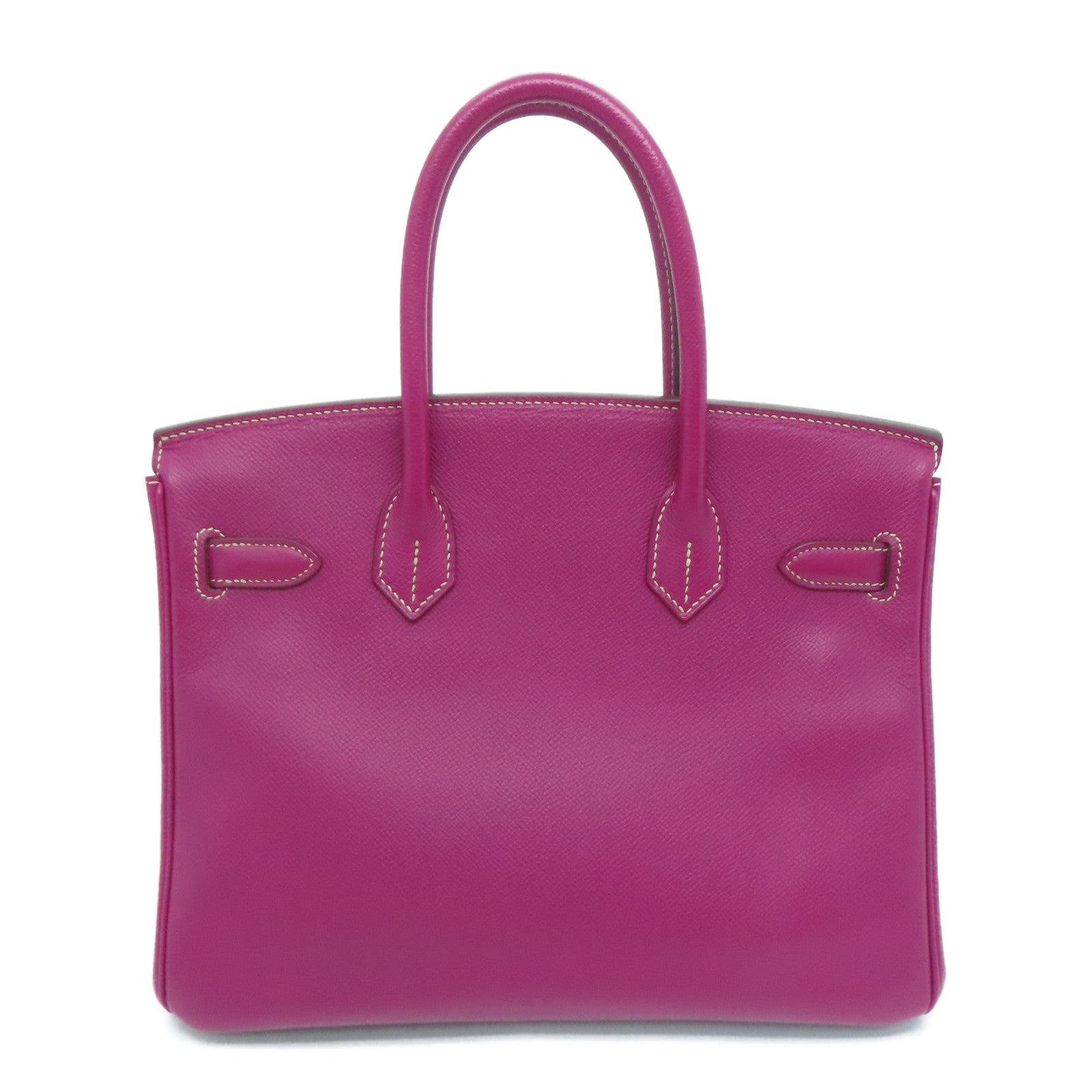HERMES Epsom皮革Birkin 30銀扣手挽袋Tosca桃紫色