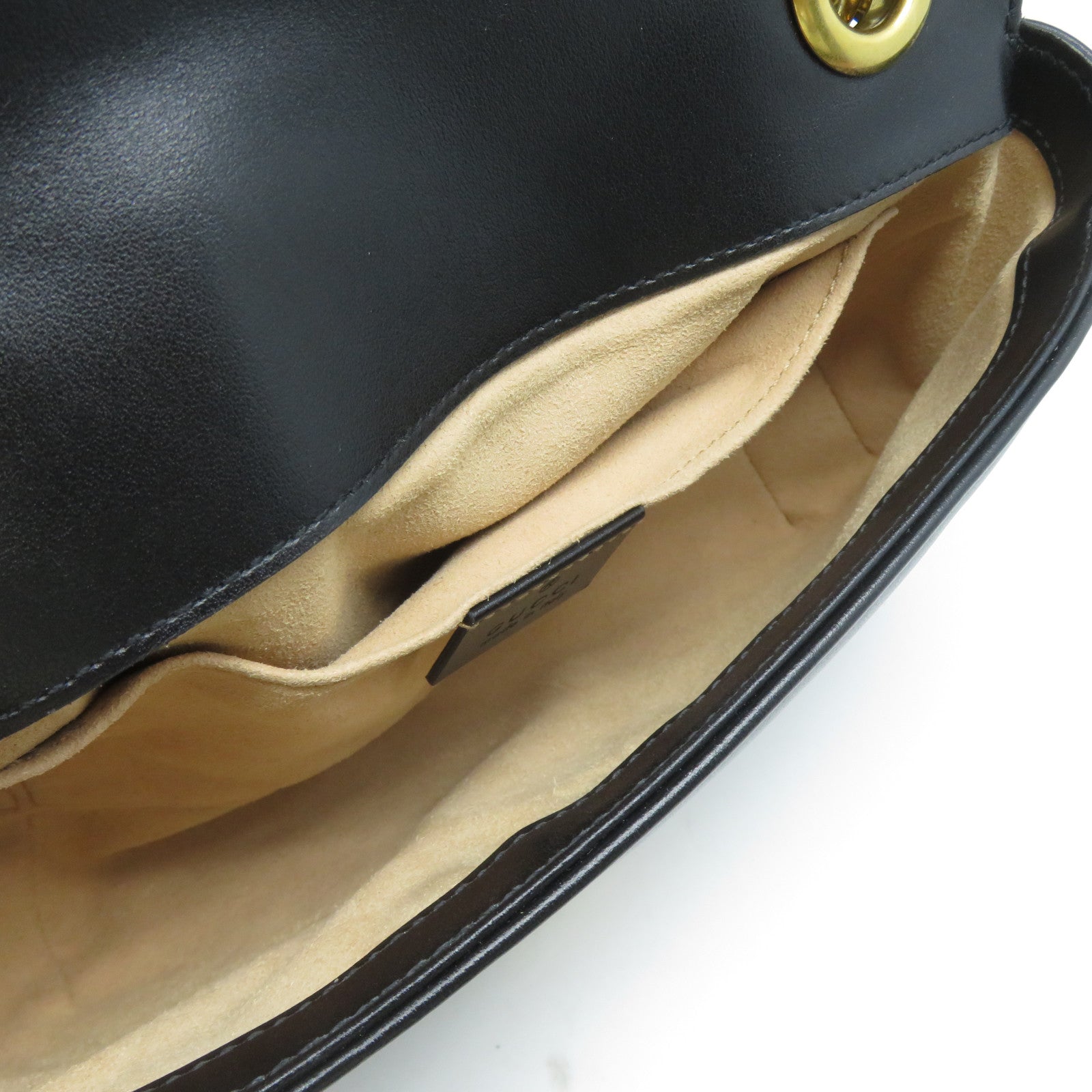 GUCCI 牛皮皮革Chain Shoulder金扣鏈帶肩背袋黑色