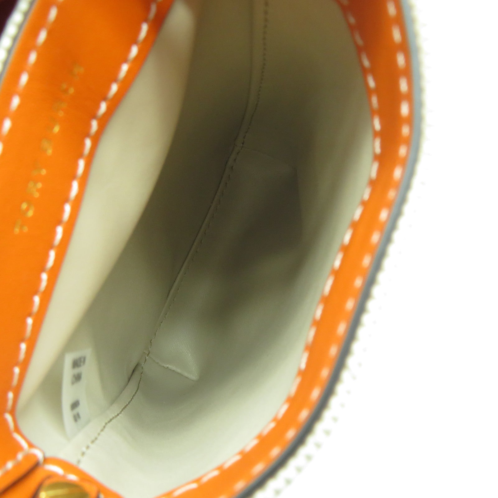 Tory Burch 帆布/皮革Shoulder Bag金扣肩背袋米色/橙色