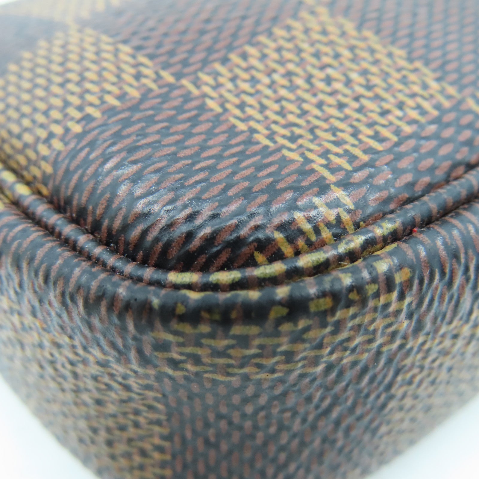 LOUIS VUITTON Damier Mini Pochette Accessories Pouch金扣鏈帶手拿包啡色