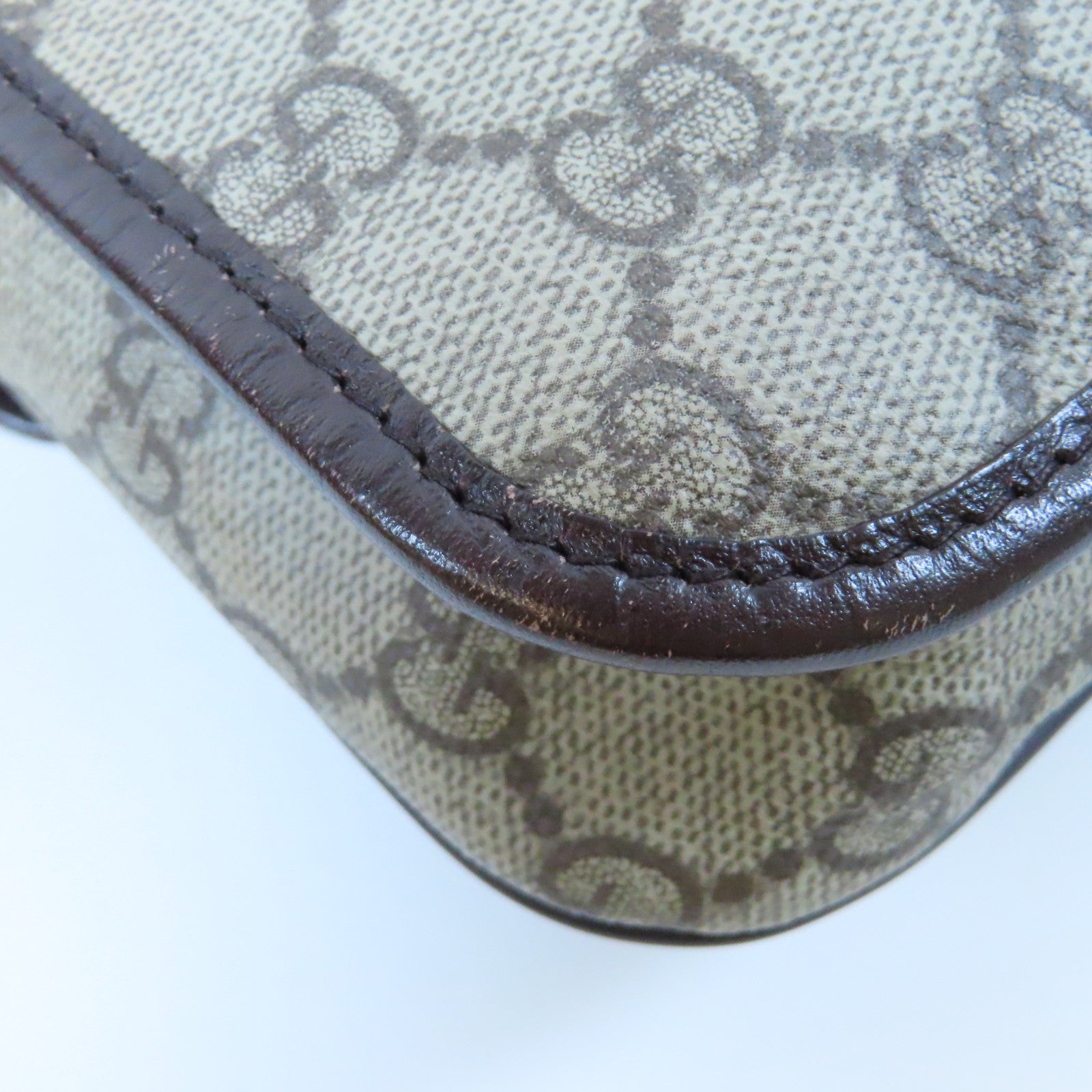 GUCCI 塗層帆布Shoulder Bag銀扣肩背袋啡色