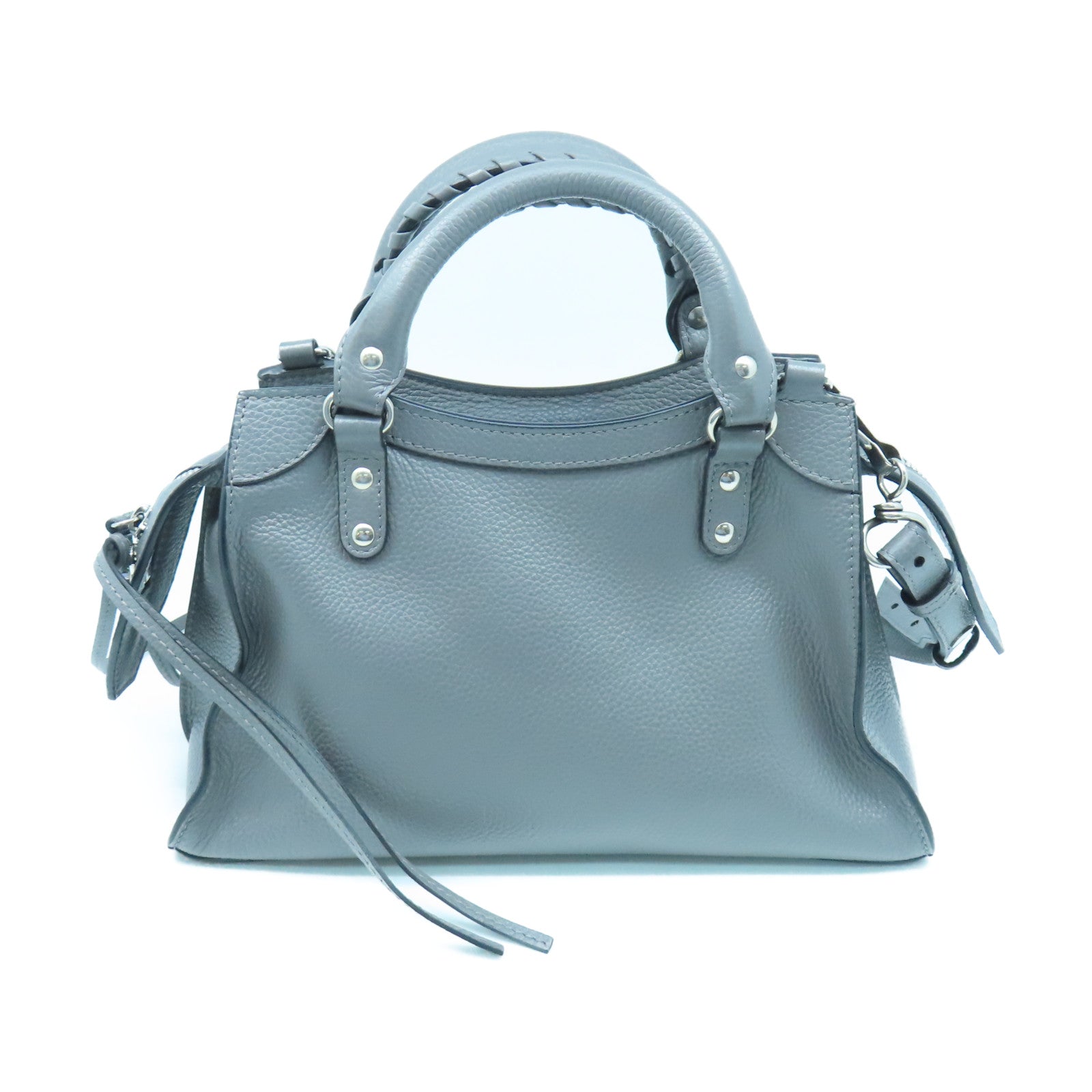 BALENCIAGA 牛皮皮革Classic City Mini銀扣手挽肩背兩用袋灰色