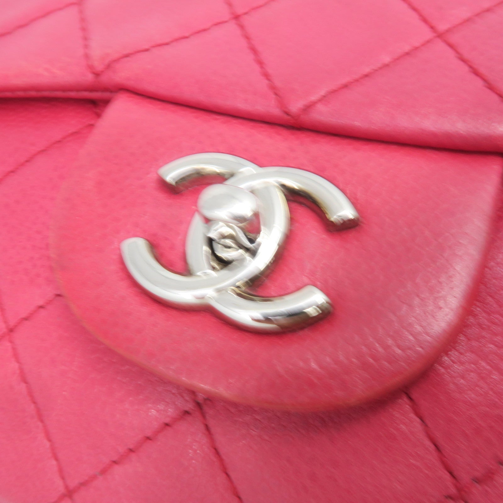CHANEL rhombic cowhide leather Jumbo Single Flap gold buckle chain shoulder bag red