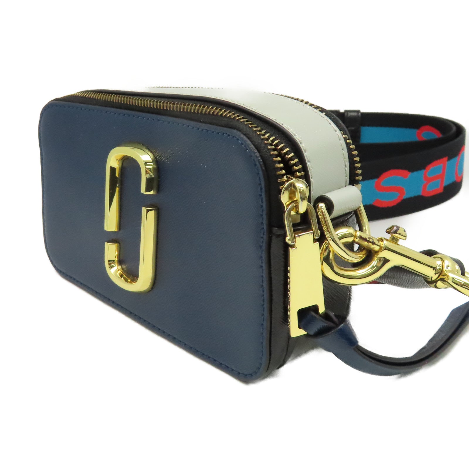 MARC JACOBS 牛皮皮革Shoulder Bag金扣肩背袋深藍色