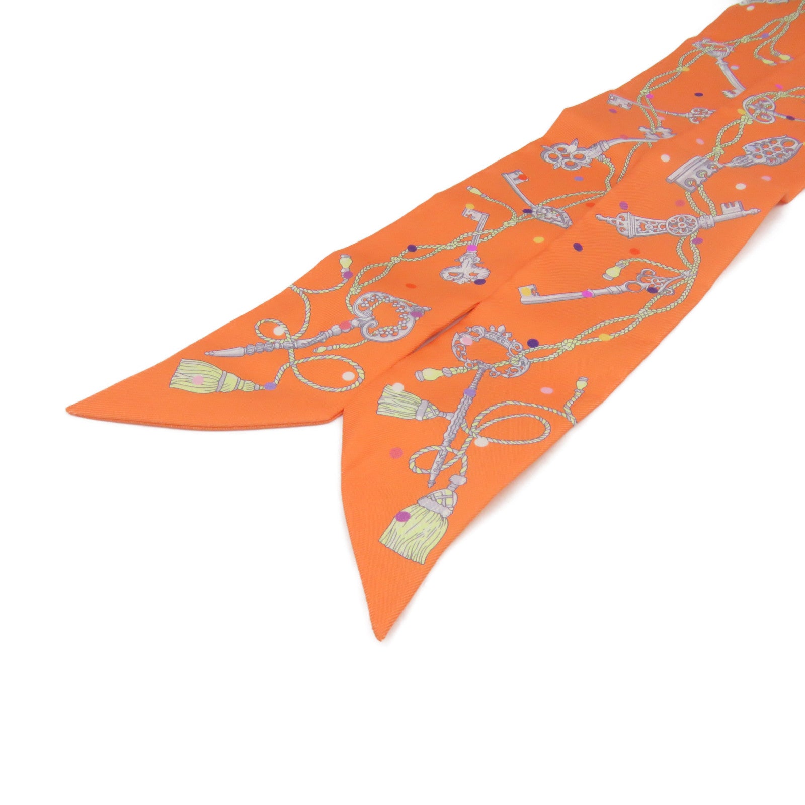 HERMES [Sharp Discount] Silk Twilly Scarf Orange/Color