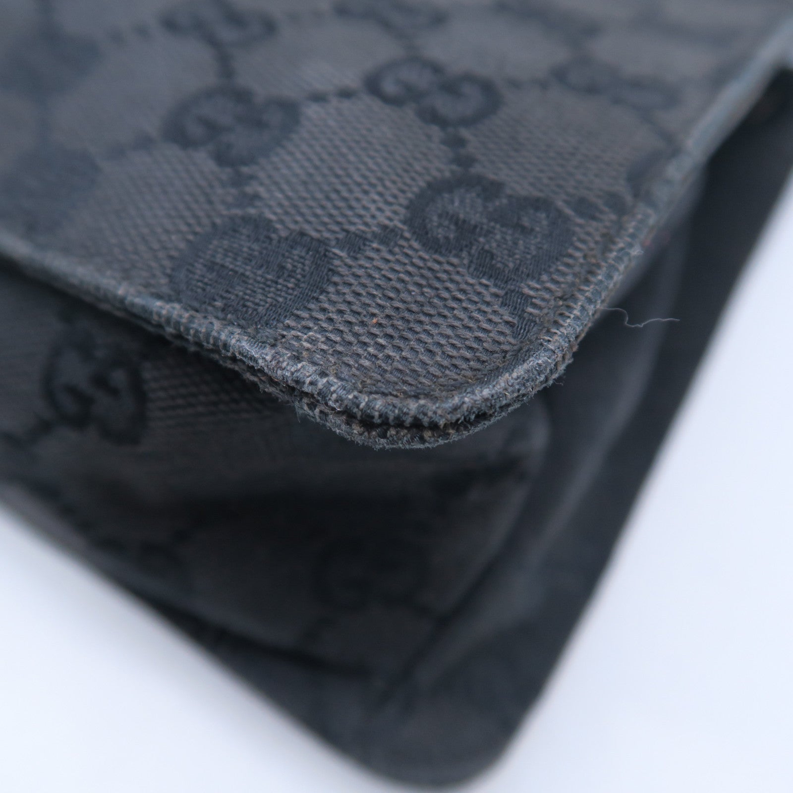 GUCCI 帆布Cross Carry bag銀扣肩背袋黑色
